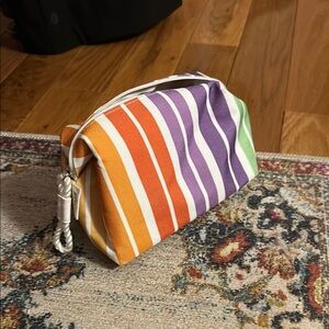 Clinique Striped Multicolor Cosmetic Bag